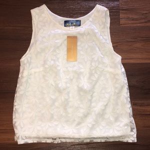 White Floral Tank- With Tags!